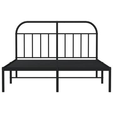 Metal Bed Frame with Headboard Black - 135x190 cm Double