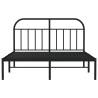 Metal Bed Frame with Headboard Black - 135x190 cm Double