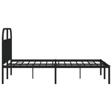 Metal Bed Frame with Headboard Black - 135x190 cm Double