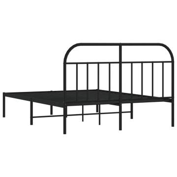 Metal Bed Frame with Headboard Black - 135x190 cm Double