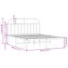 Metal Bed Frame with Headboard Black - 135x190 cm Double