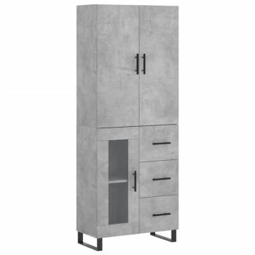 Stylish Highboard Concrete Grey - 69.5x34x180 cm | HipoMarket