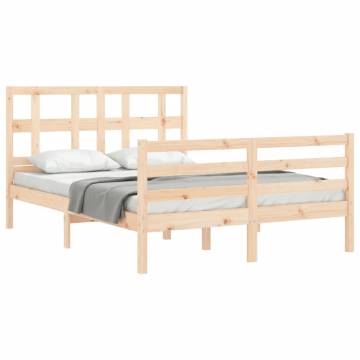 Solid Wood Bed Frame with Headboard 140x200 cm - Hipomarket