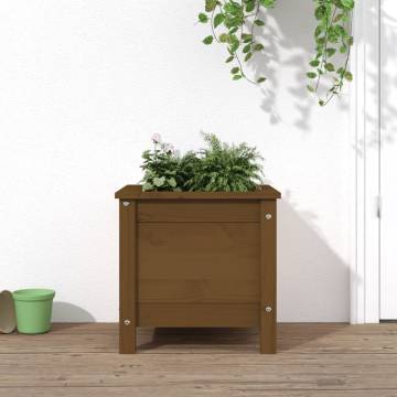 Garden Planter Honey Brown 40x40x39 cm Solid Pine Wood