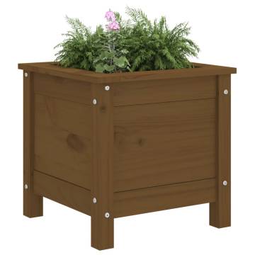 Garden Planter Honey Brown 40x40x39 cm Solid Pine Wood