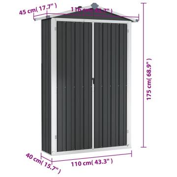 Garden Shed Anthracite 116x45x175 cm - Durable Galvanised Steel