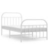 Elegant White Metal Bed Frame with Headboard & Footboard 100x200 cm