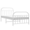 Elegant White Metal Bed Frame with Headboard & Footboard 100x200 cm