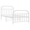 Elegant White Metal Bed Frame with Headboard & Footboard 100x200 cm