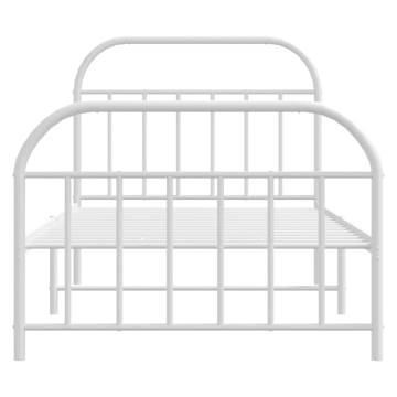 Elegant White Metal Bed Frame with Headboard & Footboard 100x200 cm