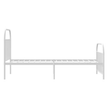 Elegant White Metal Bed Frame with Headboard & Footboard 100x200 cm