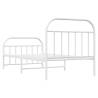 Elegant White Metal Bed Frame with Headboard & Footboard 100x200 cm