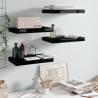 High Gloss Black Floating Wall Shelves - 4 pcs Set