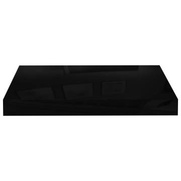 High Gloss Black Floating Wall Shelves - 4 pcs Set