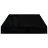 High Gloss Black Floating Wall Shelves - 4 pcs Set