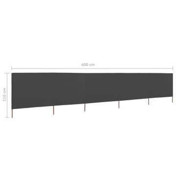 5-Panel Wind Screen Fabric 600x80 cm in Anthracite | HiPoMarket