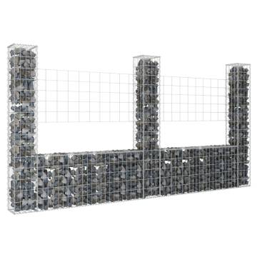 U-Shape Gabion Basket with 3 Posts - 260x20x150 cm