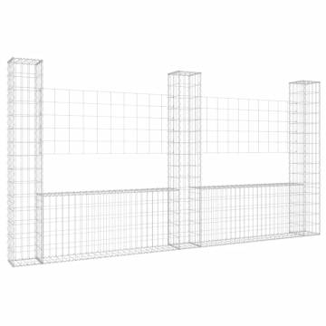 U-Shape Gabion Basket with 3 Posts - 260x20x150 cm