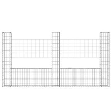 U-Shape Gabion Basket with 3 Posts - 260x20x150 cm