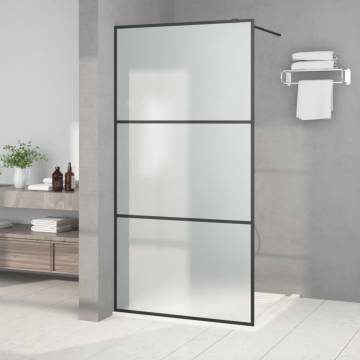 Black Walk-in Shower Wall 100x195 cm - Frosted ESG Glass