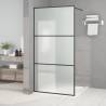 Walk-in Shower Wall Black 100x195 cm Frosted ESG Glass Colour black Size 100 x 195 cm Model frosted 