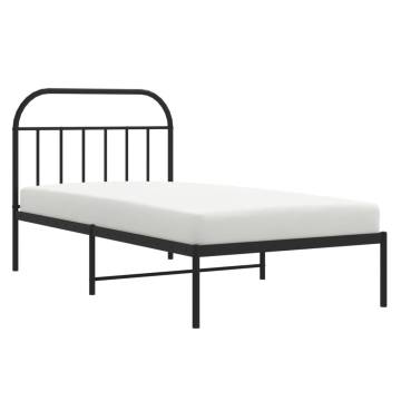 Metal Bed Frame with Headboard Black 100x190 cm | Hipo Market