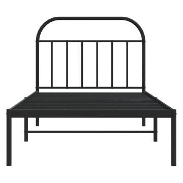 Metal Bed Frame with Headboard Black 100x190 cm | Hipo Market