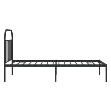 Metal Bed Frame with Headboard Black 100x190 cm | Hipo Market