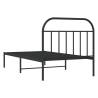 Metal Bed Frame with Headboard Black 100x190 cm | Hipo Market