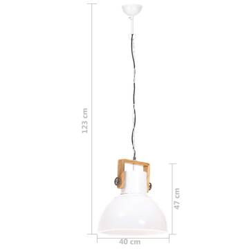 Industrial Hanging Lamp 25W E27 - White Round 40cm