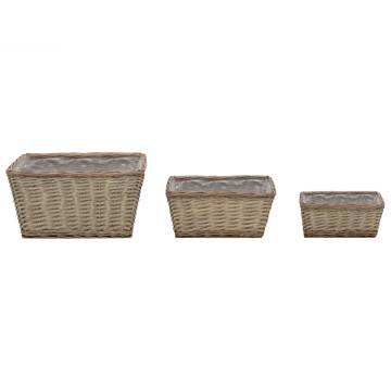 Raised Bed 3 pcs Wicker with PE Lining - Hipomarket UK