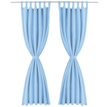 Turquoise Micro-Satin Curtains 140x245 cm - 2 pcs with Loops