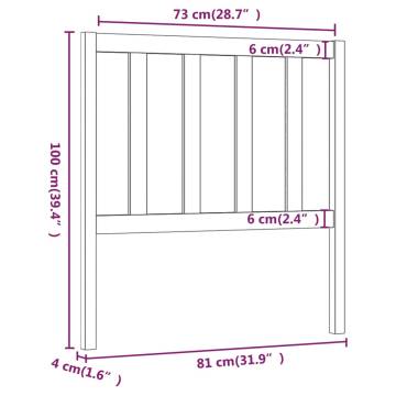 Bed Headboard Black - 81x4x100 cm Solid Pine Wood | HipoMarket