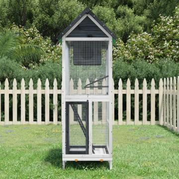 Bird House Grey 60x58.5x160 cm | Solid Wood Pine Aviary