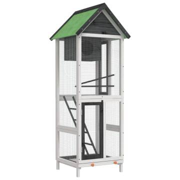 Bird House Grey 60x58.5x160 cm | Solid Wood Pine Aviary