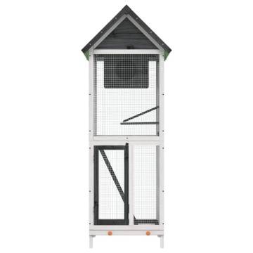 Bird House Grey 60x58.5x160 cm | Solid Wood Pine Aviary