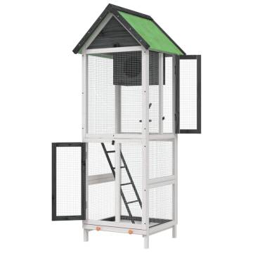 Bird House Grey 60x58.5x160 cm | Solid Wood Pine Aviary