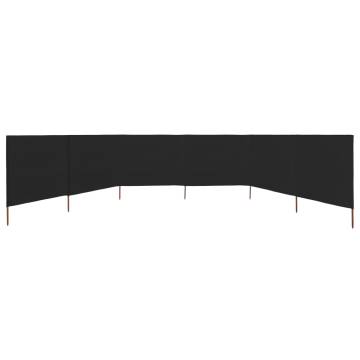 6-Panel Wind Screen Fabric 800x160 cm Black - Durable & Stylish