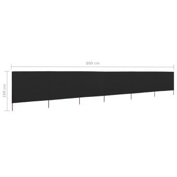 6-Panel Wind Screen Fabric 800x160 cm Black - Durable & Stylish