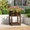 Honey Brown Planter with Shelf - Solid Pine Wood 54x54x81 cm