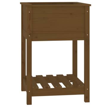 Honey Brown Planter with Shelf - Solid Pine Wood 54x54x81 cm