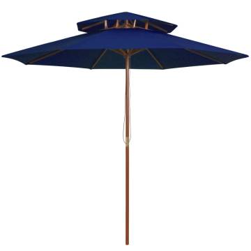 Double Decker Parasol with Wooden Pole Blue 270 cm - HipoMarket