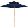 Double Decker Parasol with Wooden Pole Blue 270 cm Colour blue Quantity in Package 1 