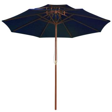 Double Decker Parasol with Wooden Pole Blue 270 cm - HipoMarket