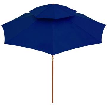 Double Decker Parasol with Wooden Pole Blue 270 cm - HipoMarket