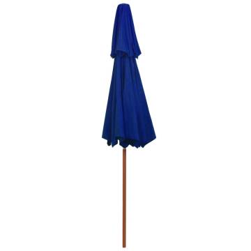 Double Decker Parasol with Wooden Pole Blue 270 cm - HipoMarket