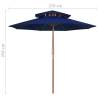 Double Decker Parasol with Wooden Pole Blue 270 cm - HipoMarket