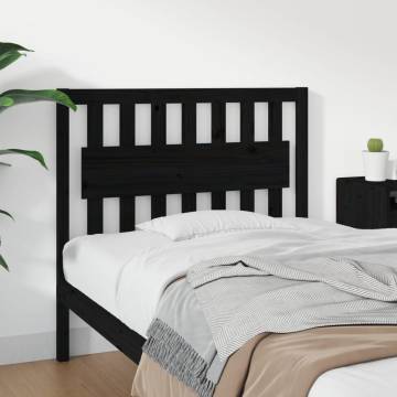 Black Solid Wood Pine Bed Headboard | 105.5x4x100 cm