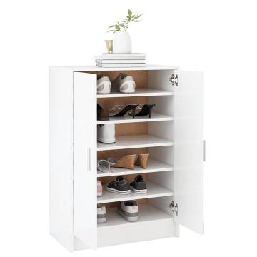 Shoe Cabinet White 60x35x92 cm | Durable Engineered Wood