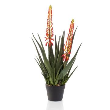 Emerald Artificial Aloe with 2 Flowers - 80 cm Indoor Plant